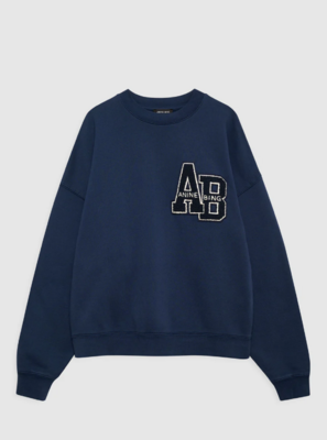 Sudadera extragrande Miles Letterman Azul marino lavado